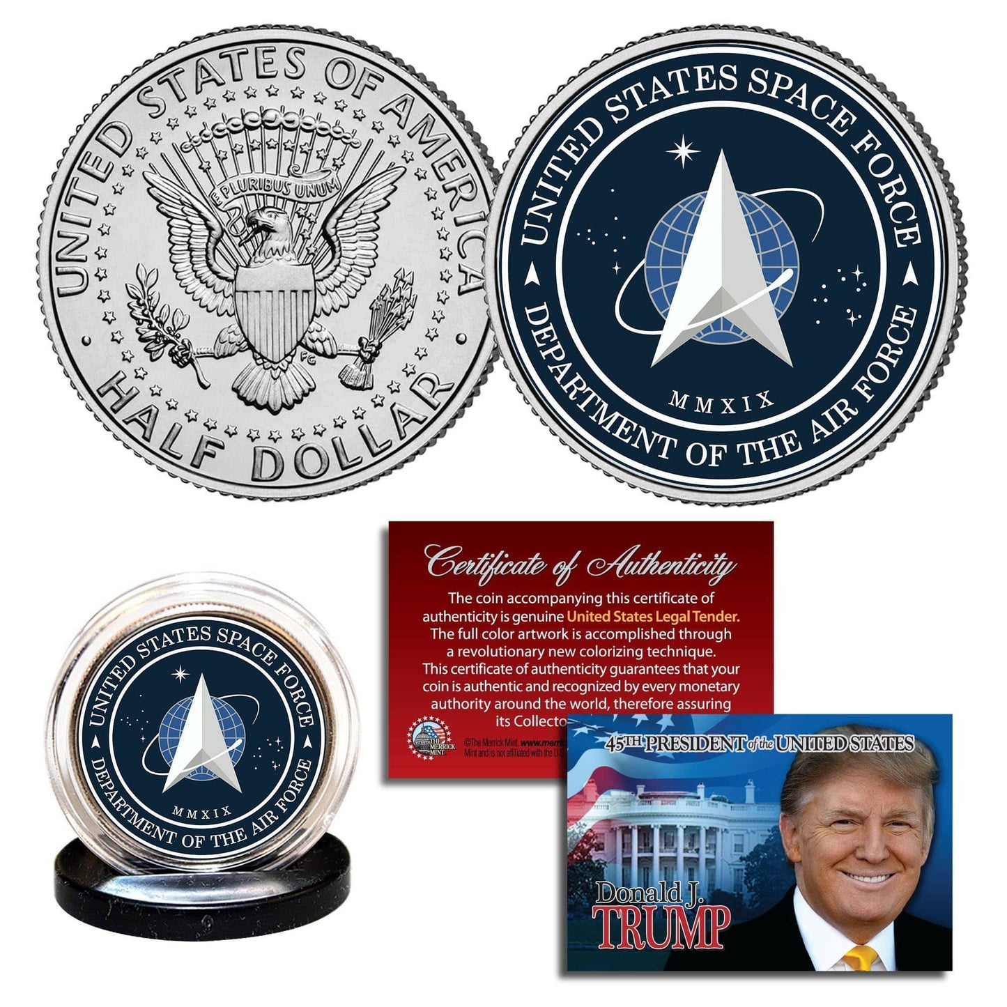 Donald Trump - "Space Force" - Authentic JFK Half Dollar - Unicorn Politics Shop