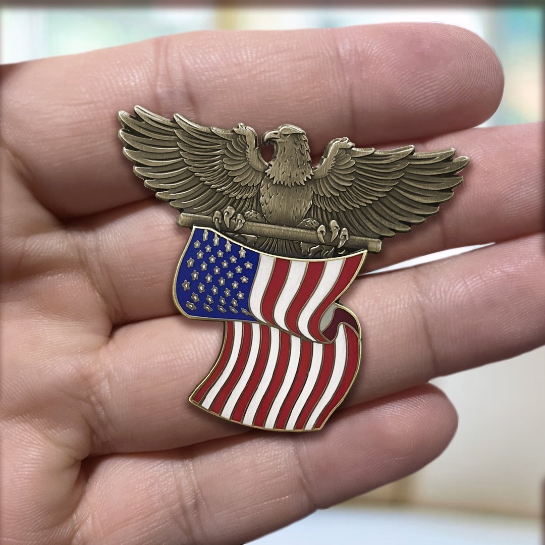 Eagle Flag Enamel Pin - Proud Patriots