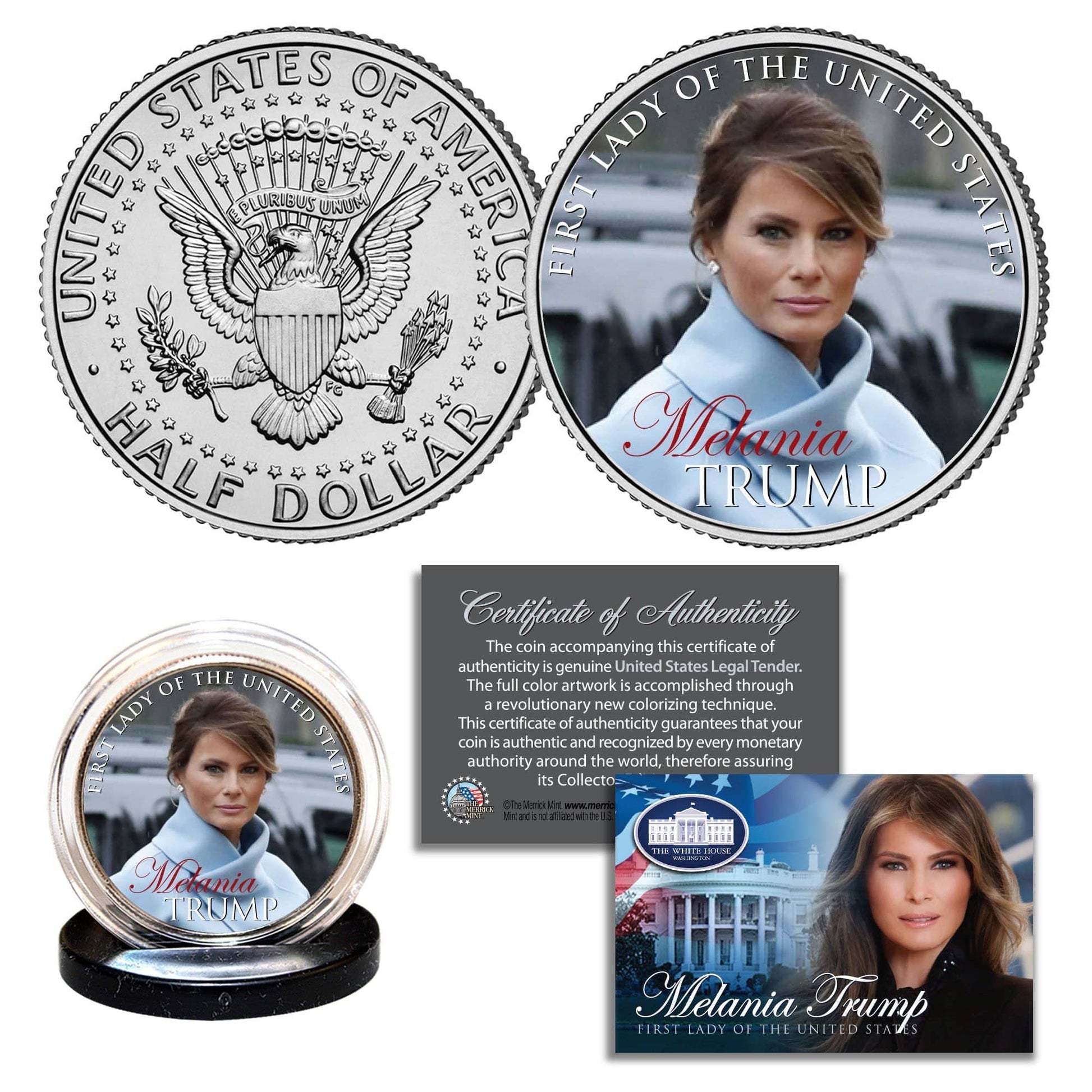 Melania Trump - "First Lady Of The United States" - Authentic JFK Half Dollar - Unicorn Politics Shop