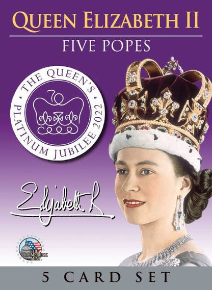 Premium commemorative 5-Card Set featuring Queen Elizabeth II meeting every Pope - Proud Patriots
