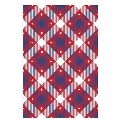 Red Star Stripes Plaid Wrapping Paper - Proud Patriots