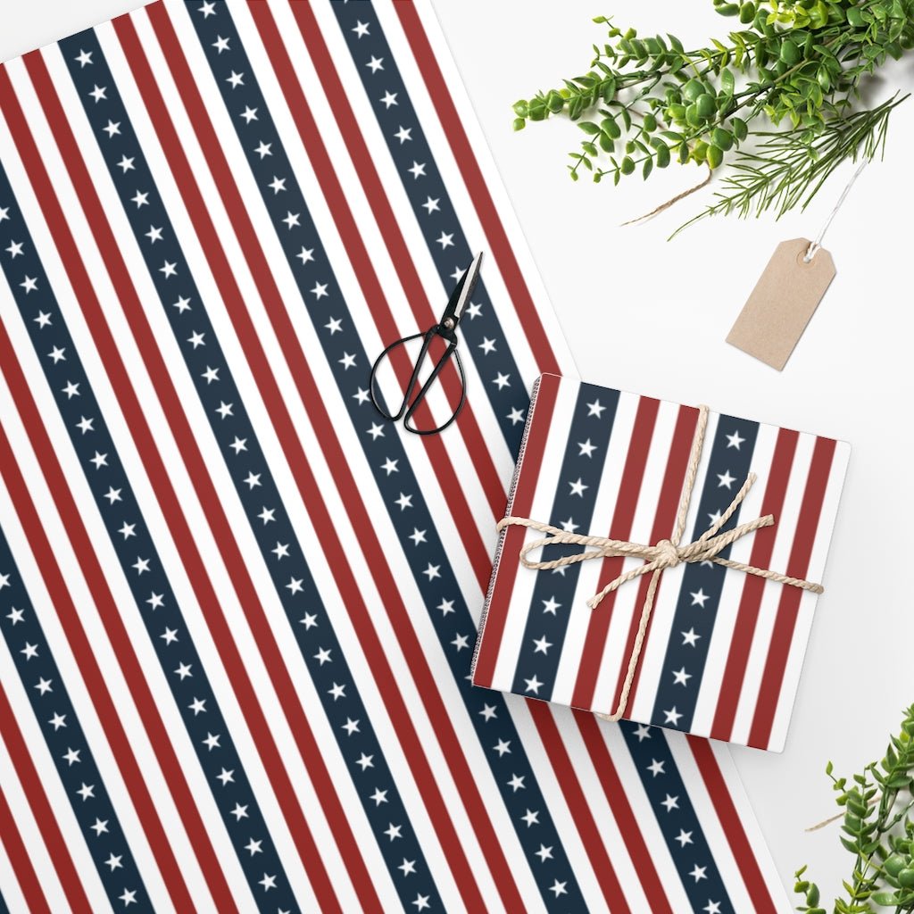 Red, White, & Blue Stripes Wrapping Paper - Proud Patriots