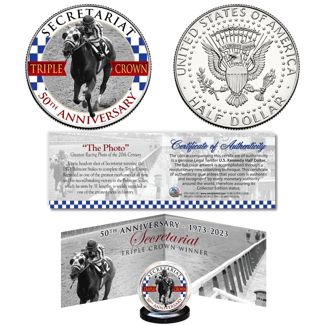 Uncirculated $2 US Bill – Secretariat Racehorse Triple Crown 50th Anniversary – Numbered, 1973 Commemorative