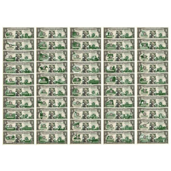 Set of 50 STATE $1 Bills - Genuine Legal Tender - U.S. One-Dollar Currency " Green " - Proud Patriots