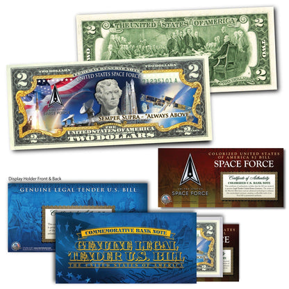 "Space Force" With Motto - Genuine Legal Tender U.S. $2 Bill - Proud Patriots