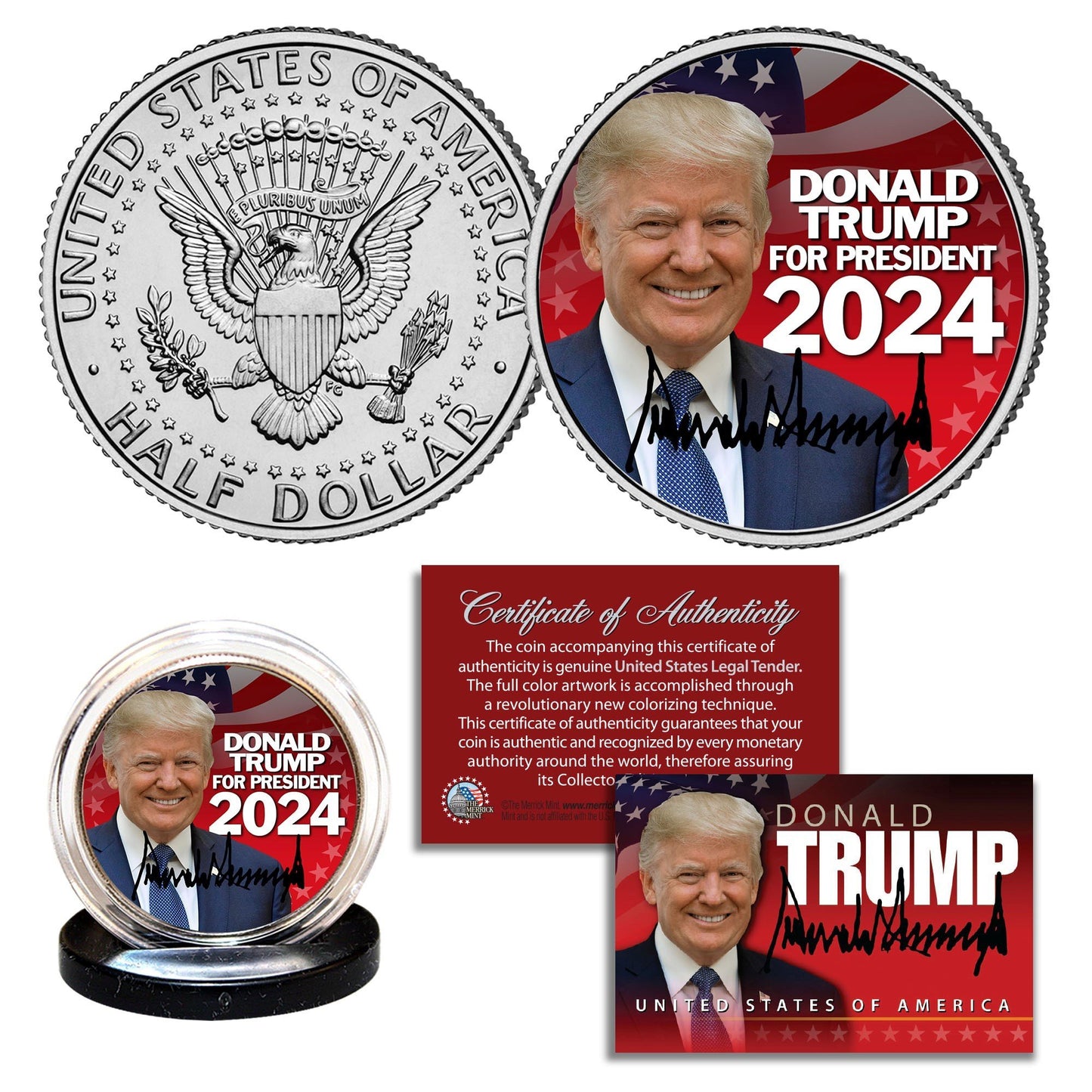 Trump 2024 - Authentic JFK Half Dollar - Proud Patriots