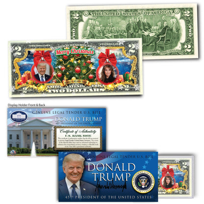 Trump Family Merry Christmas 2021 | Christmas Ornaments Edition (Genuine Legal Tender U.S. $2 Bill) - Proud Patriots