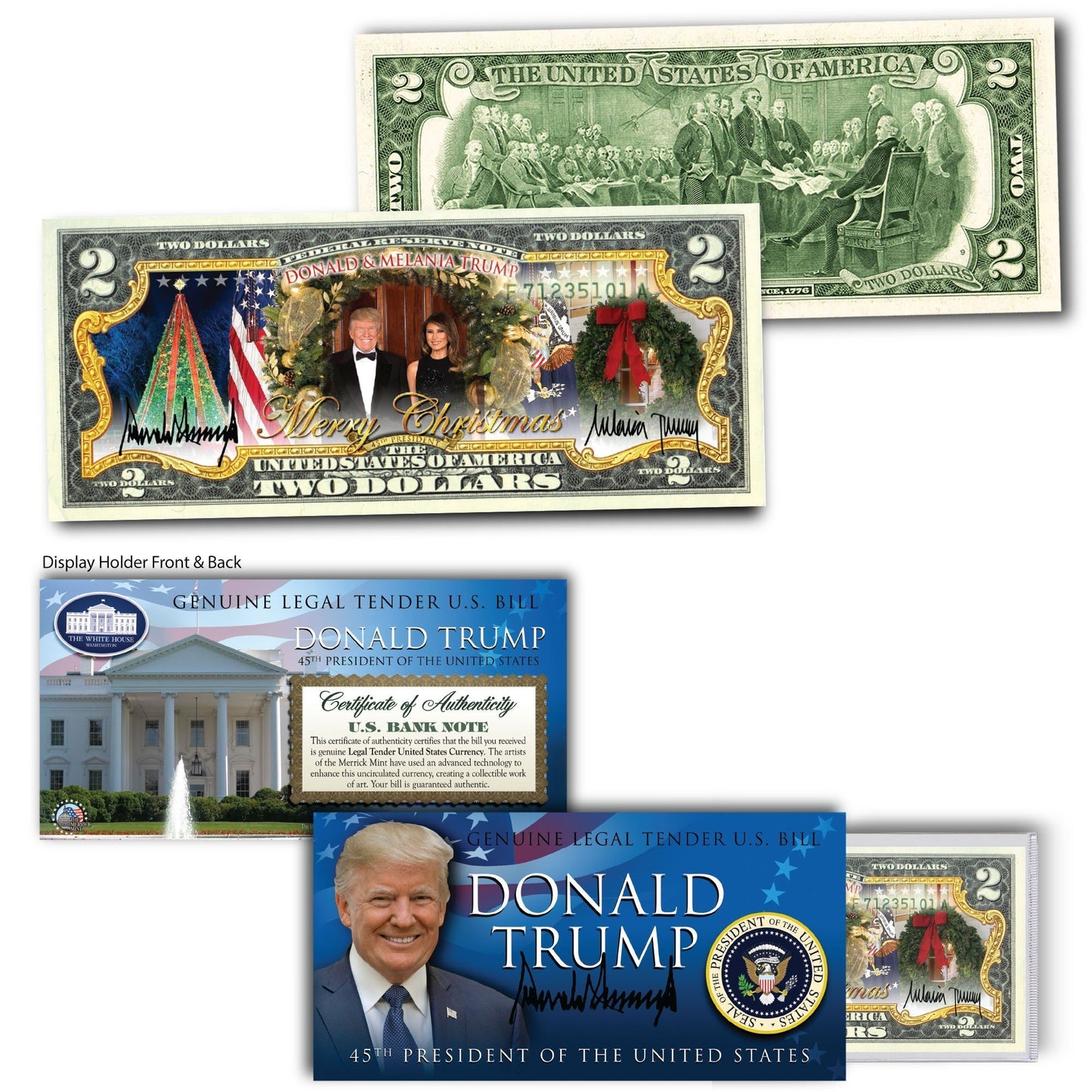 Trump Family Merry Christmas 2021 | National Christmas Tree Edition (Genuine Legal Tender U.S. $2 Bill) - Proud Patriots