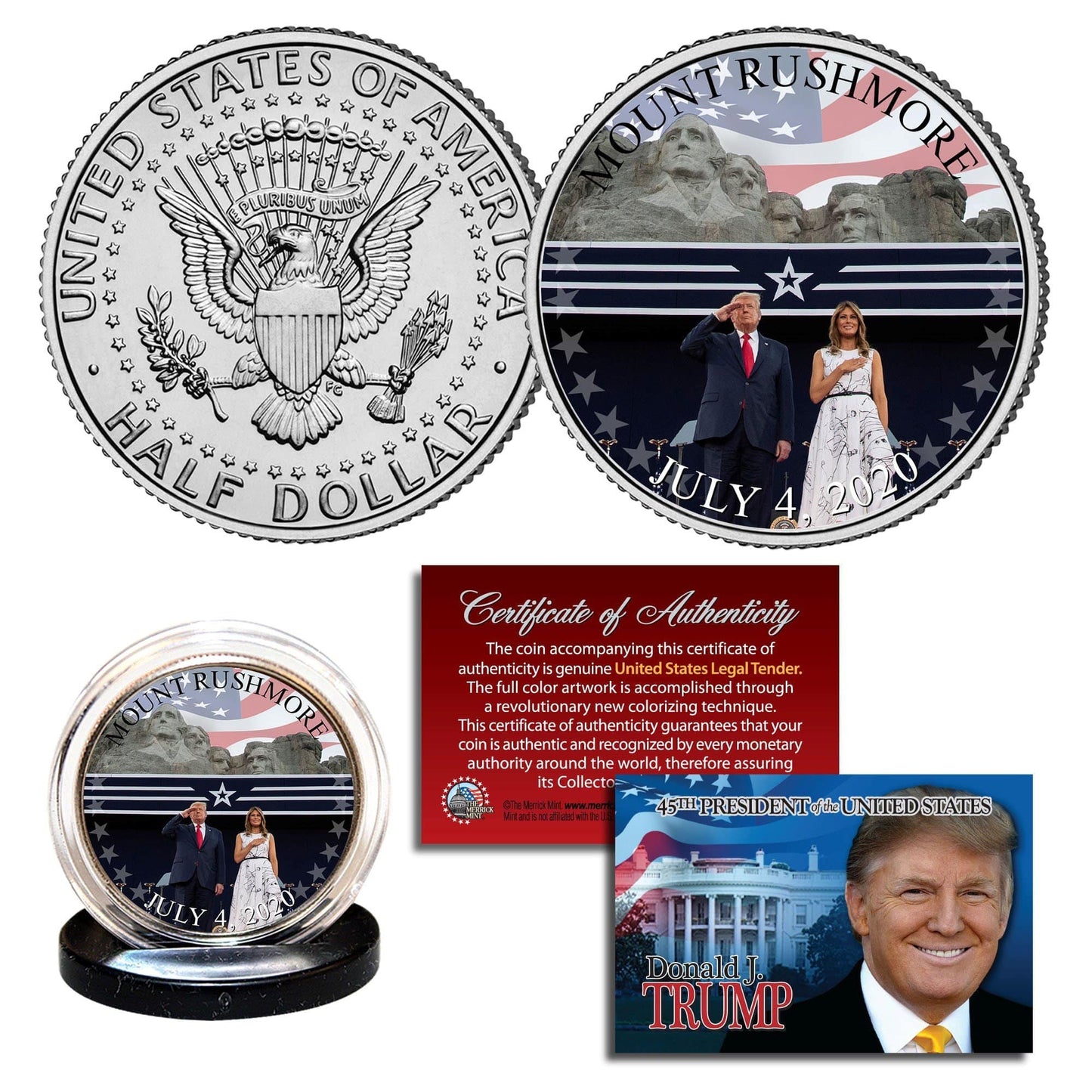 "Trump & Melania - Mt. Rushmore" - Authentic JFK Half Dollar - Proud Patriots