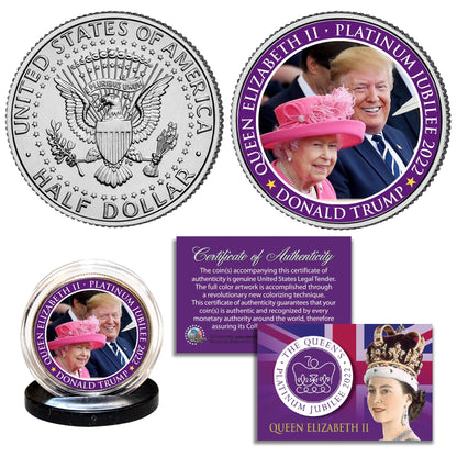 "Trump & Queen Elizabeth" - Authentic JFK Half Dollar - Proud Patriots