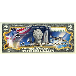 "U.S. Space Force" New Logo - Genuine Legal Tender U.S. $2 Bill - Proud Patriots