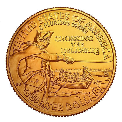 "Washington Crossing Delaware" - Washington DC Quarter 24K Gold Plated - Proud Patriots
